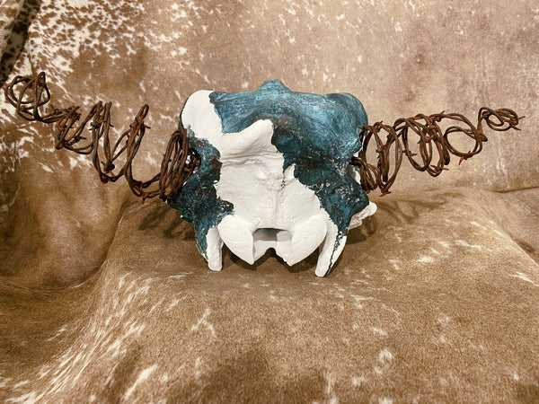 Turquoise//Barbed Wire skull